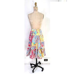 VTG Ralph Lauren Tiered Paisley Midaxi Maxi Boho Country Skirt sz L